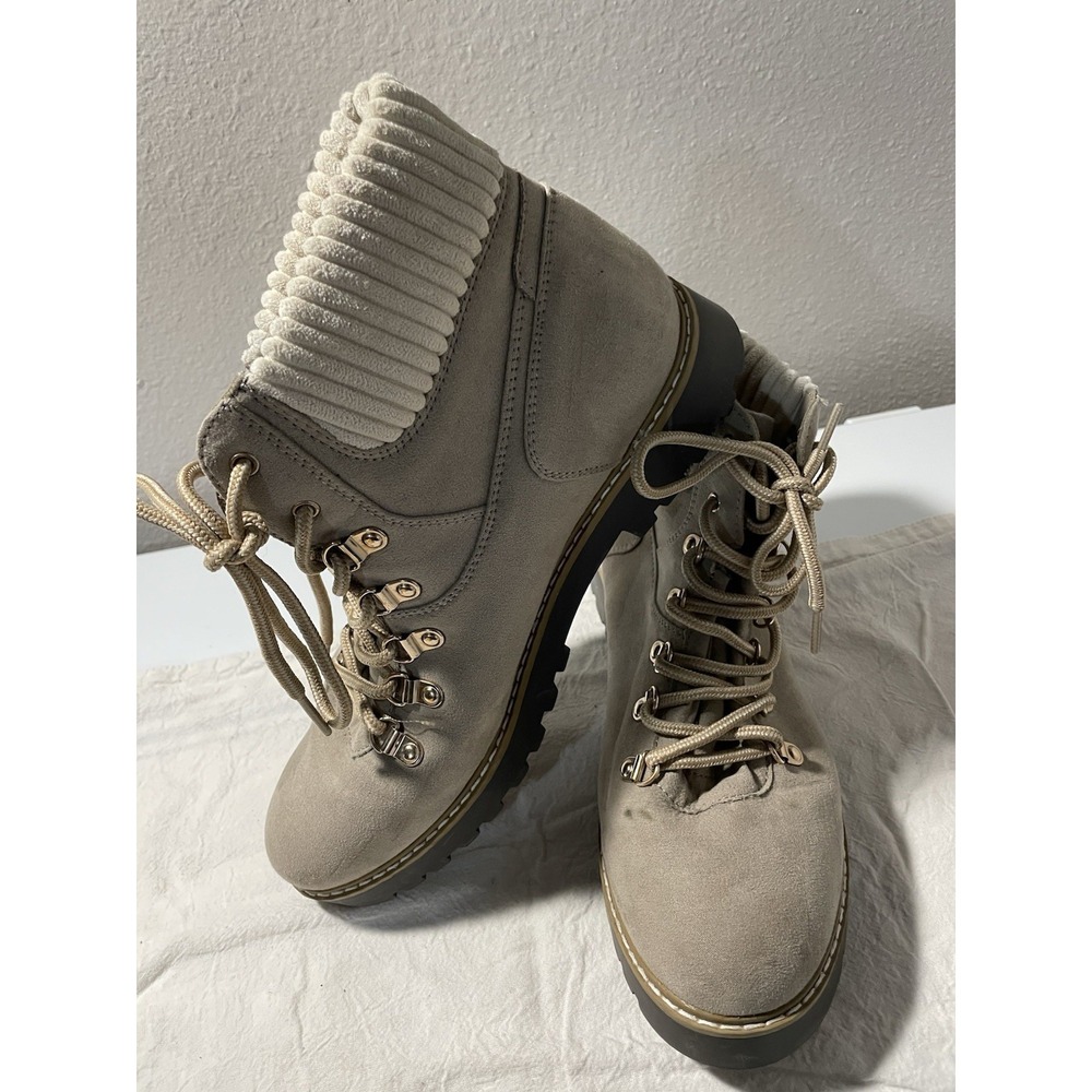 Cliffs by White Mountain Women's Gray Ankle Bootie Faux Suede Lace-Up Size 10